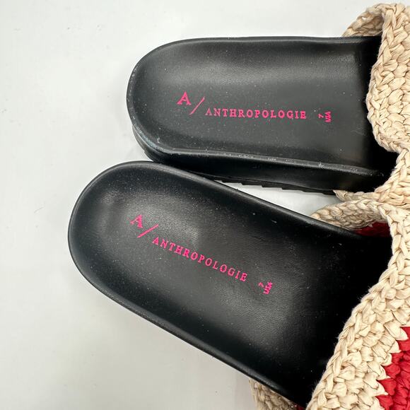 ANTHROPOLOGIE Amira Red Stripe Woven Slide Sandals // 7 - Picture 5 of 10